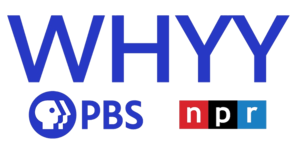Logo of the Public Broadcasting Service with an added question.